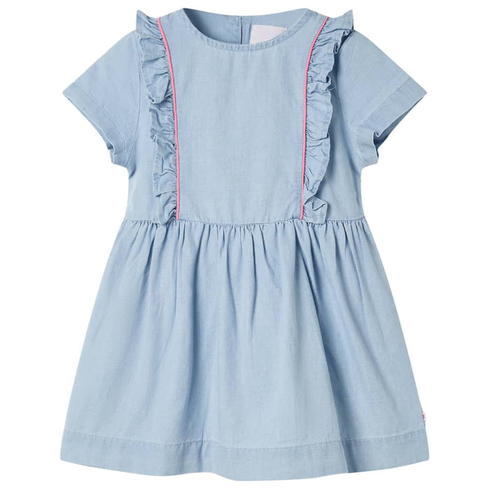 Kids' Dress with Ruffles Soft Blue 140