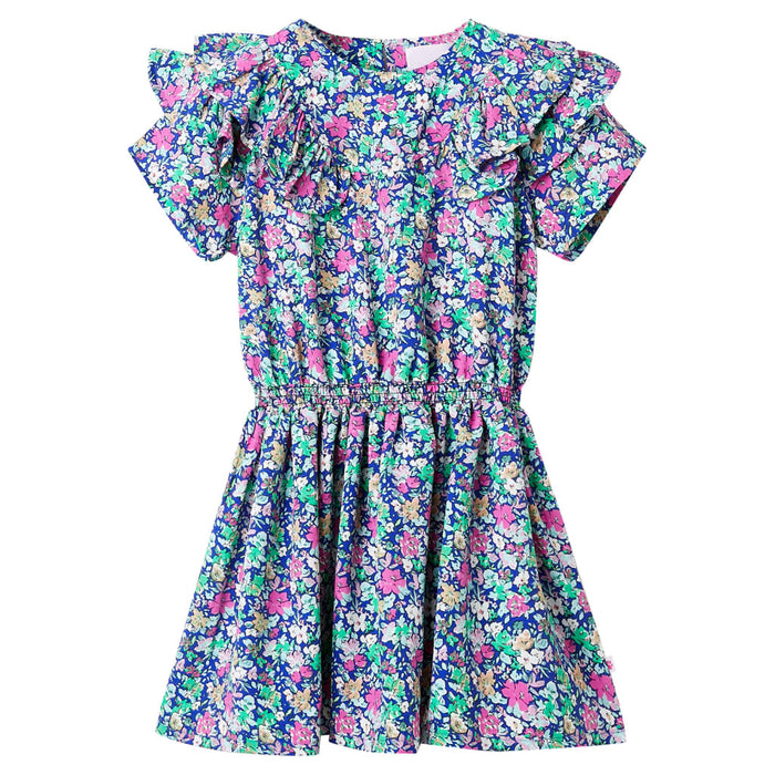 Kids' Dress with Ruffle Sleeves Cobalt Blue 116