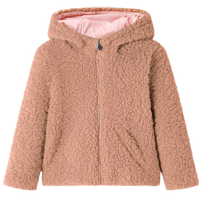 Jachetă cu glugă pentru copii Teddy Faux Fur Light Cognac 116