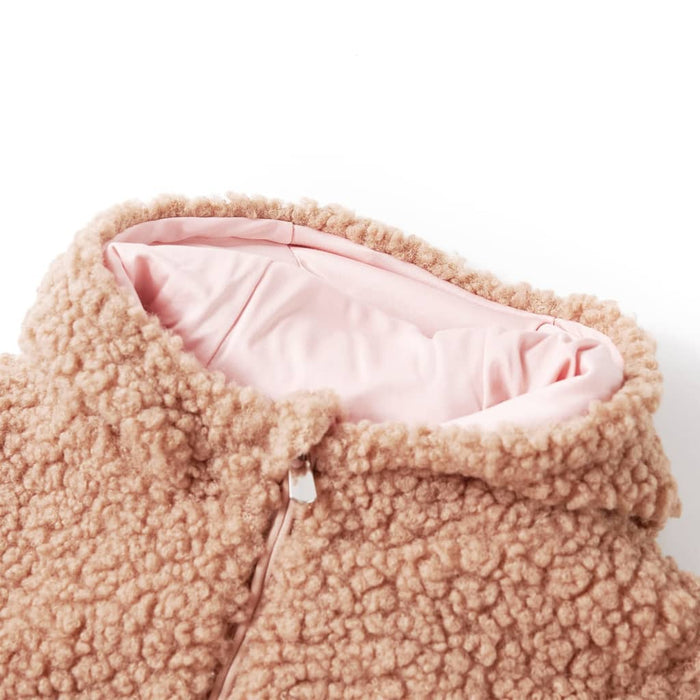 Jachetă cu glugă pentru copii Teddy Faux Fur Light Cognac 116