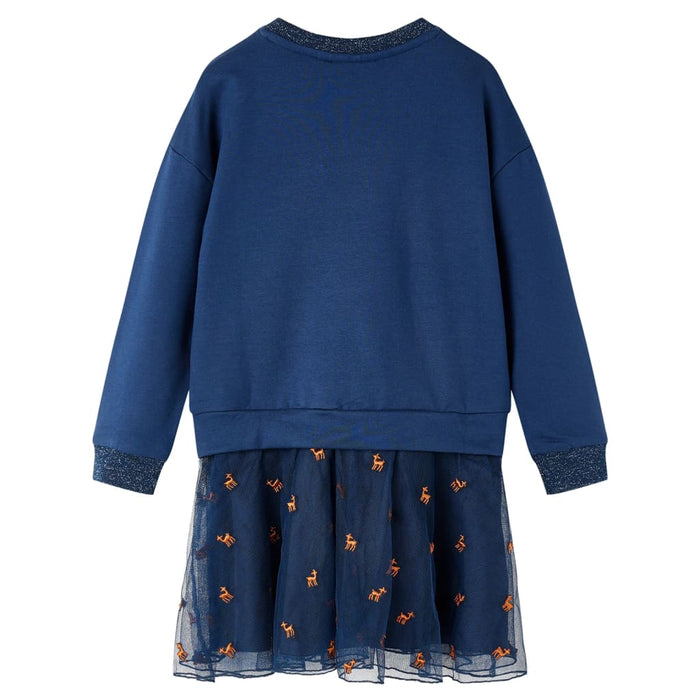 Kids' Dress with Long Sleeves Navy 128