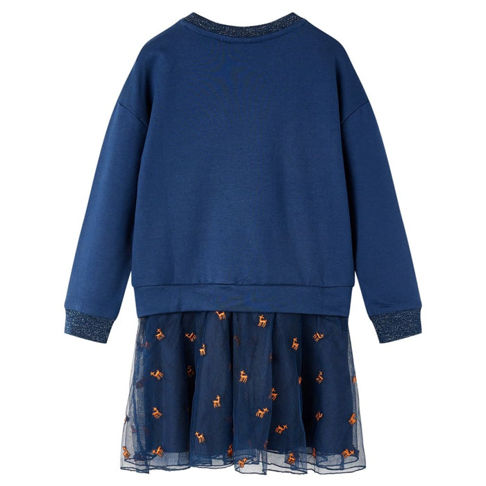 Kids' Dress with Long Sleeves Navy 140