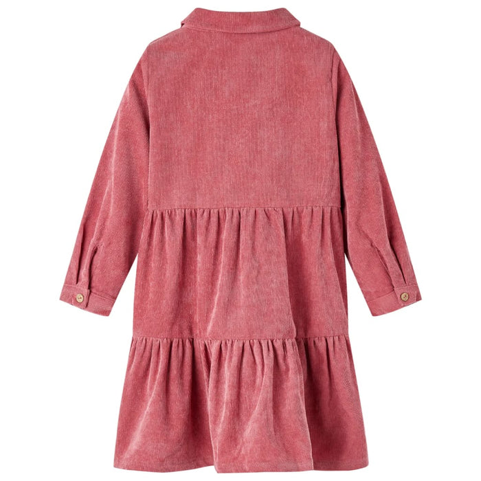 Kids' Dress with Long Sleeves Corduroy Old Pink 92