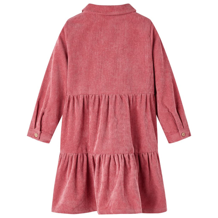 Kids' Dress with Long Sleeves Corduroy Old Pink 104