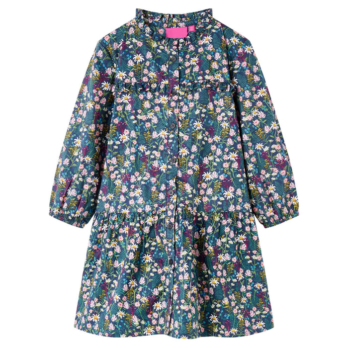 Kids' Dress with Long Sleeves Dark Blue 116