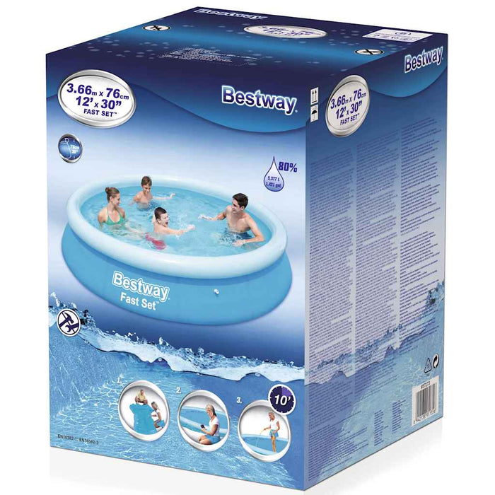 Bestway Fast Set Inflatable Swimming Pool Round 366x76 cm 57273