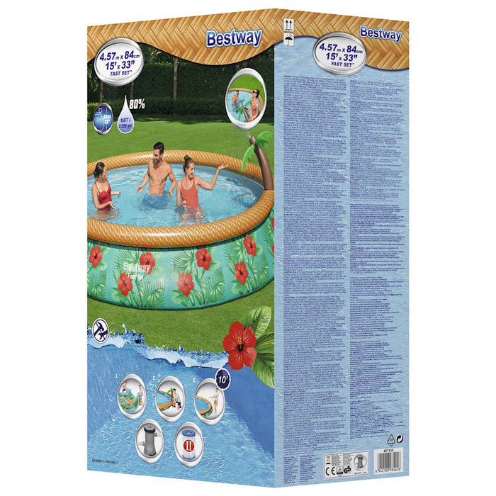 Fast Set Inflatable Paradise Palms Pool Set 457x84 cm