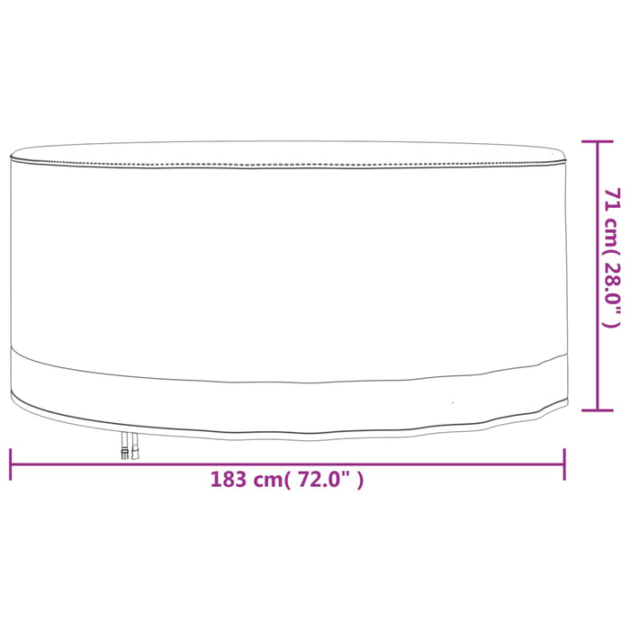 Калъфи за градински мебели 2 бр. Ø 183x71 см 600D Оксфорд плат