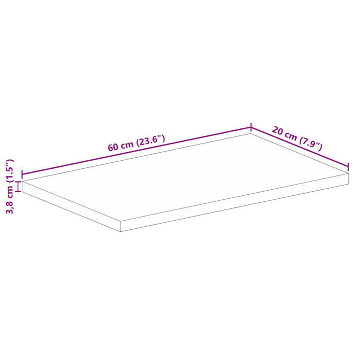 Table Top 60x20x3.8 cm Rectangular Solid Wood Reclaimed