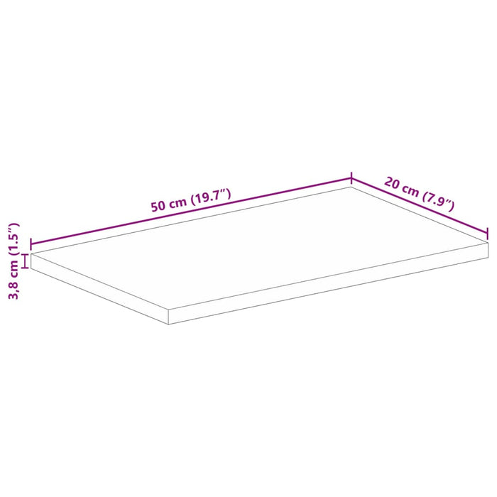 Table Top 50x20x3.8 cm Rectangular Solid Wood Rough Mango