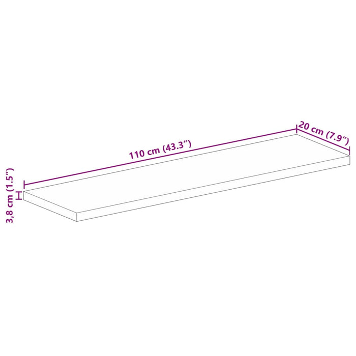 Table Top 110x20x3.8 cm Rectangular Solid Wood Mango