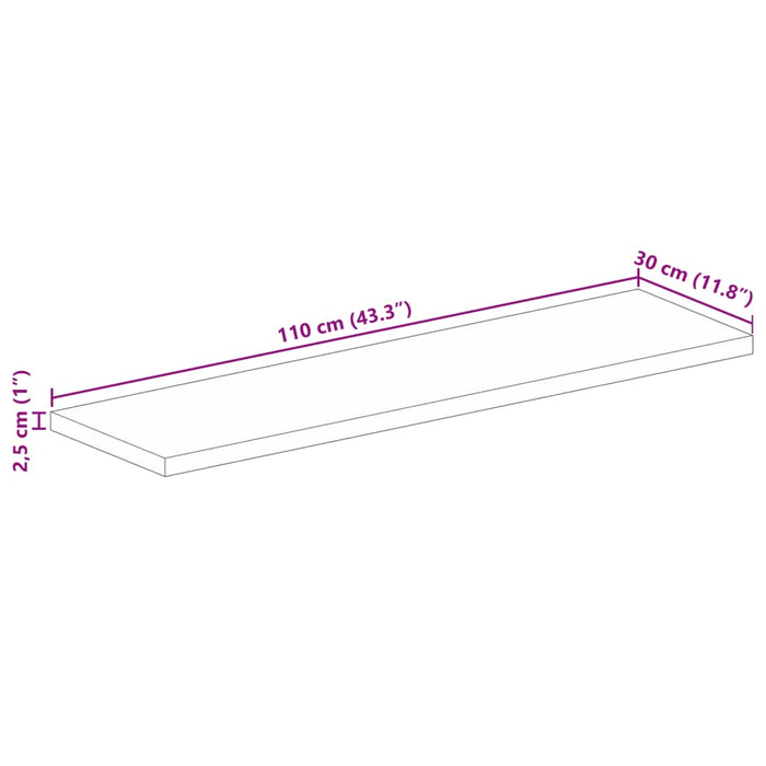 Table Top 110x30x2.5 cm Rectangular Solid Wood Mango