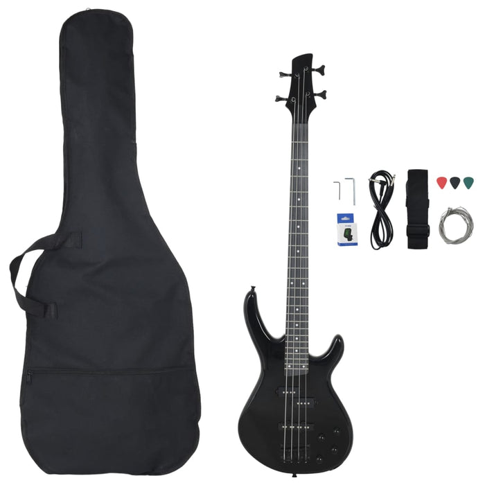 Electric Bass Guitar for Beginner with Bag Black 4/4 46"