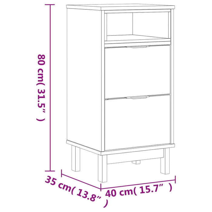 Bedside Cabinet "FLAM" 40x35x80 cm Solid Wood Pine