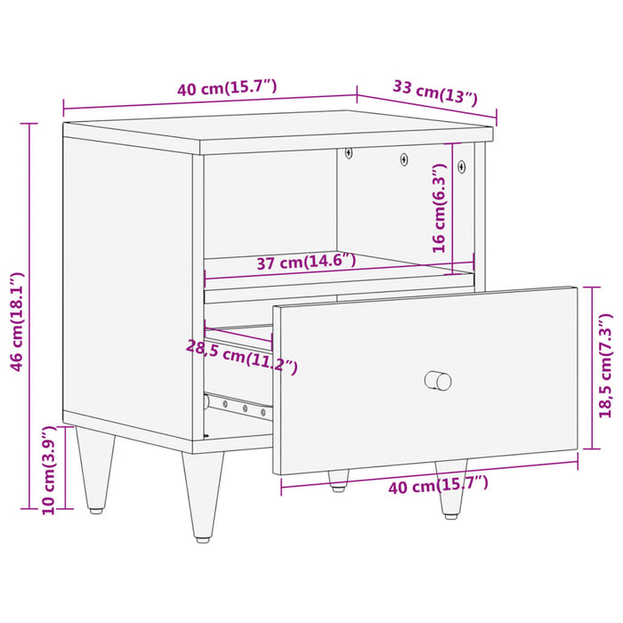 Bedside Cabinet 40x33x46 cm Solid Wood Mango