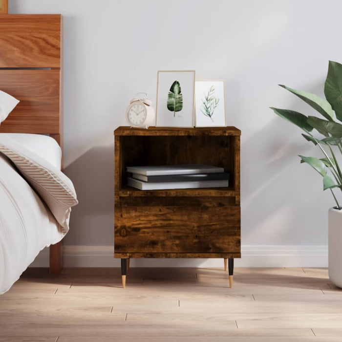 Bedside Cabinet Smoked Oak 40x35x50 cm Engineered Wood