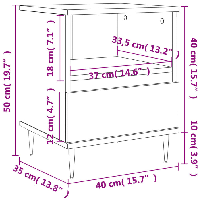 Bedside Cabinet Grey Sonoma 40x35x50 cm Engineered Wood