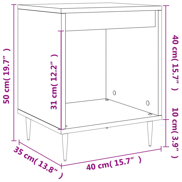 Нощно шкафче Бяло 40x35x50 см Инженерно дърво