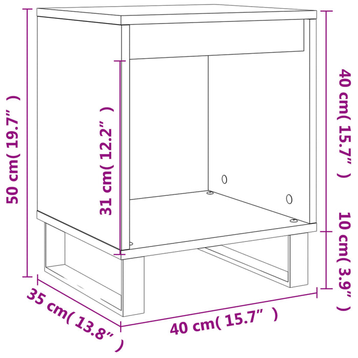 Нощно шкафче Бяло 40x35x50 см Инженерно дърво