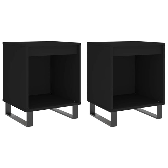 Bedside Cabinets 2 pcs Black 40x35x50 cm Engineered Wood