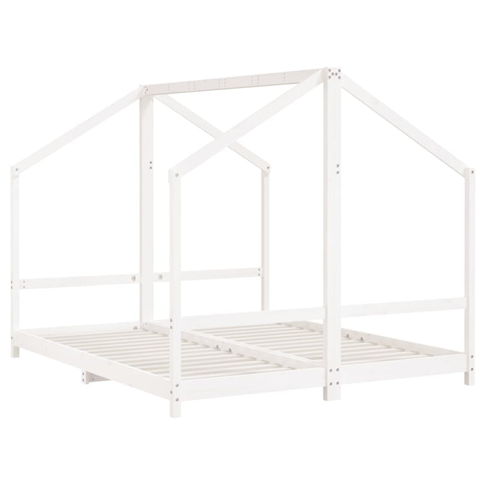 Kids Bed Frame White 2x(80x200) cm Solid Wood Pine