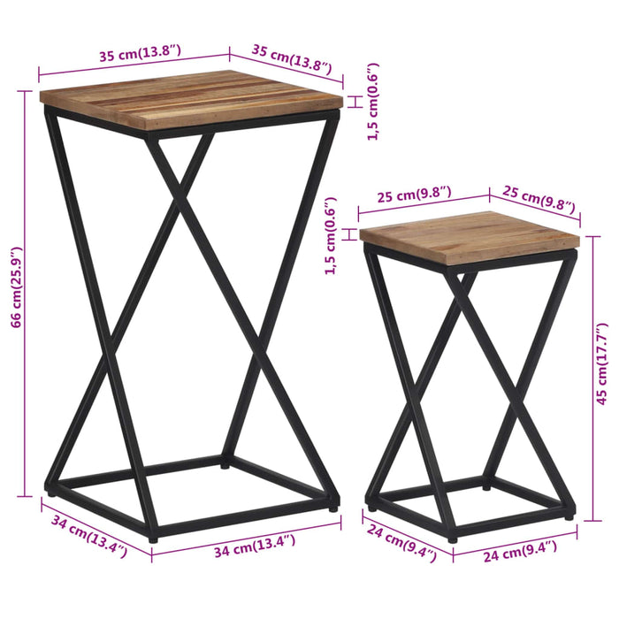 Side Tables 2 pcs Solid Reclaimed Teak