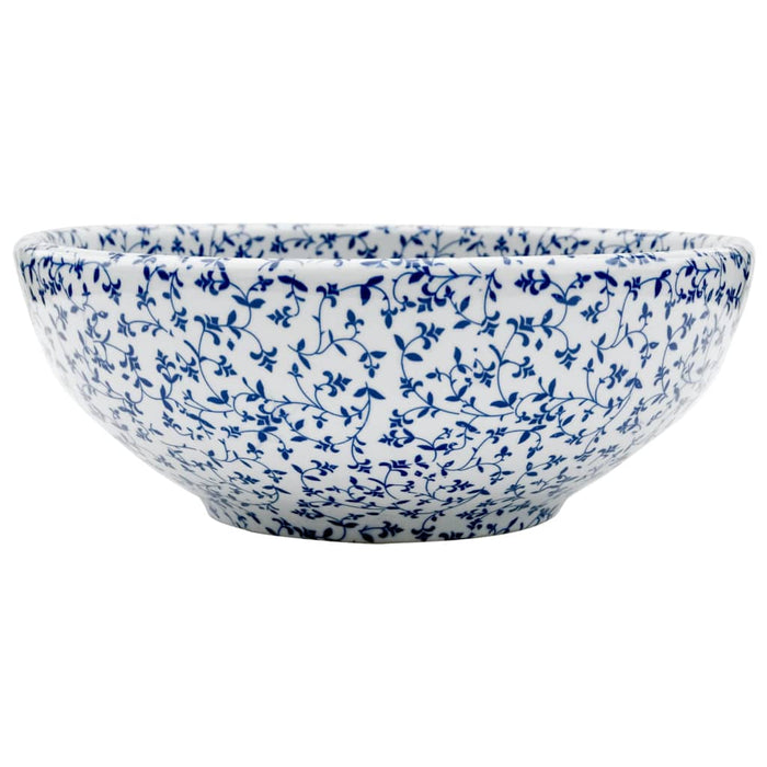 Countertop Basin White and Blue Round Φ41x14 cm Ceramic