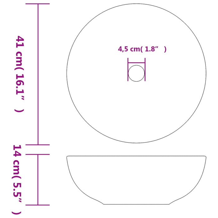 Countertop Basin White and Red Round Φ41x14 cm Ceramic