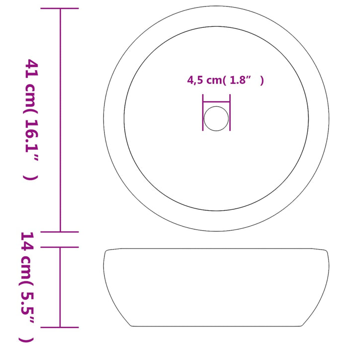 Countertop Basin Black and Brown Round Φ41x14 cm Ceramic