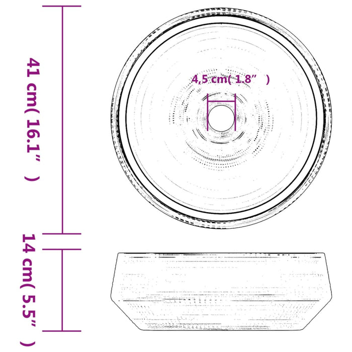 Countertop Basin Grey Round Φ41x14 cm Ceramic