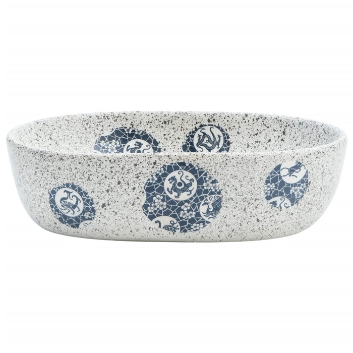 Countertop Basin Grey and Blue Oval 47x33x13 cm Ceramic