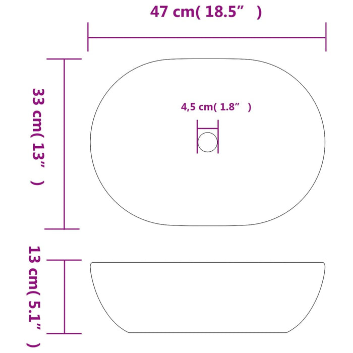 Countertop Basin Grey and Blue Oval 47x33x13 cm Ceramic