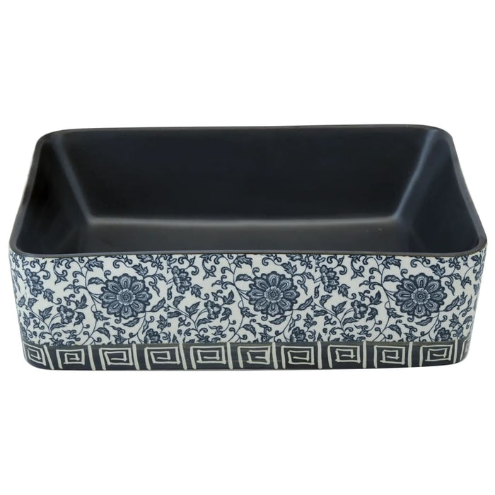 Countertop Basin Black and Blue Rectangular 46x35.5x13 cm Ceramic