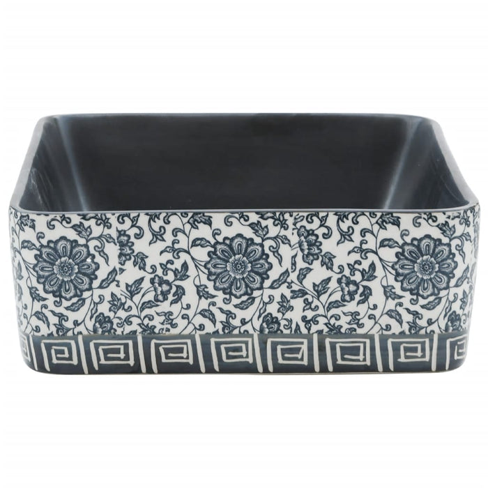 Countertop Basin Black and Blue Rectangular 46x35.5x13 cm Ceramic