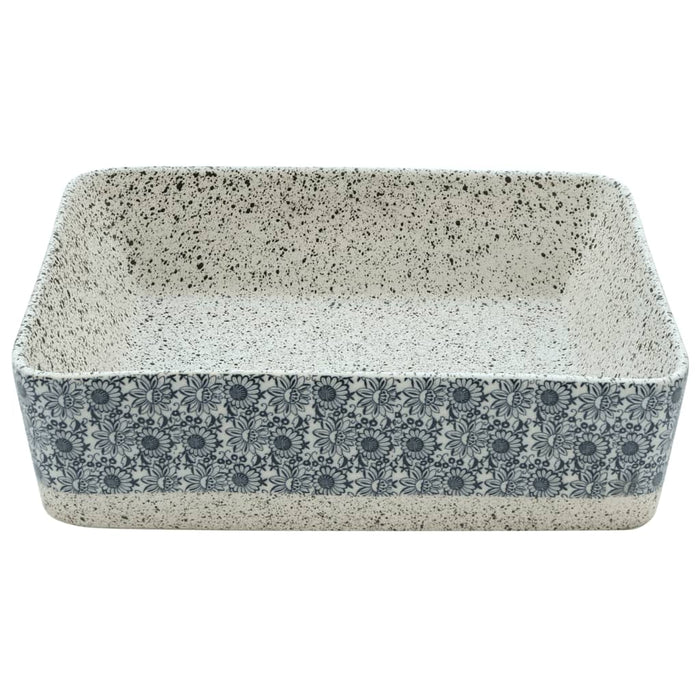 Countertop Basin Grey and Blue Rectangular 46x35.5x13 cm Ceramic