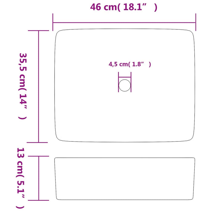 Countertop Basin Grey and Blue Rectangular 46x35.5x13 cm Ceramic