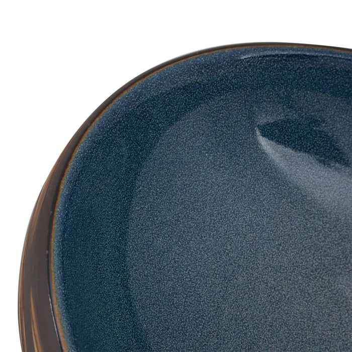 Countertop Basin Brown and Blue Oval 59x40x15 cm Ceramic