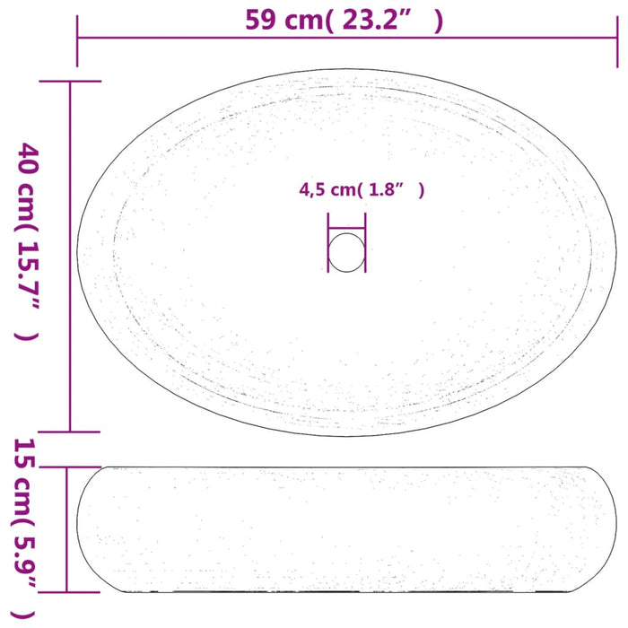 Countertop Basin Brown and Blue Oval 59x40x15 cm Ceramic