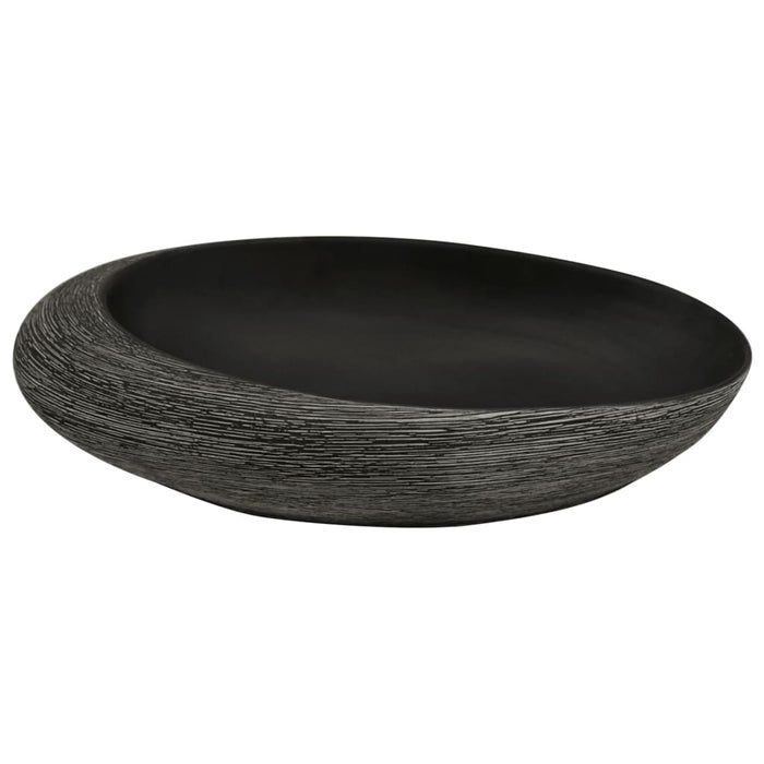 Countertop Basin Grey and Black Oval 59x40x14 cm Ceramic