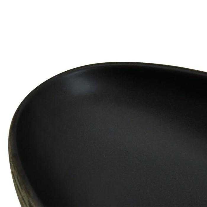 Countertop Basin Grey and Black Oval 59x40x14 cm Ceramic