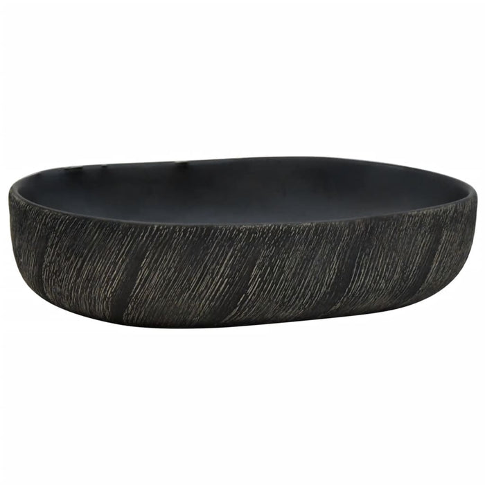 Countertop Basin Black Oval 59x40x14 cm Ceramic