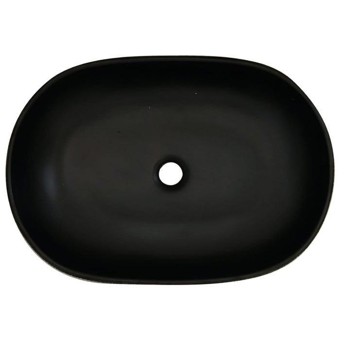 Countertop Basin Black Oval 59x40x14 cm Ceramic