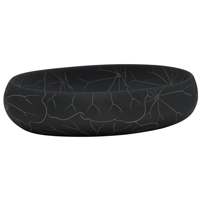 Countertop Basin Black Oval 59x40x15 cm Ceramic