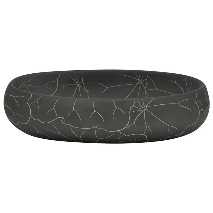 Countertop Basin Black Oval 59x40x15 cm Ceramic