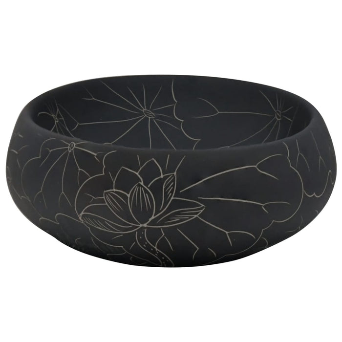 Countertop Basin Black Oval 59x40x15 cm Ceramic