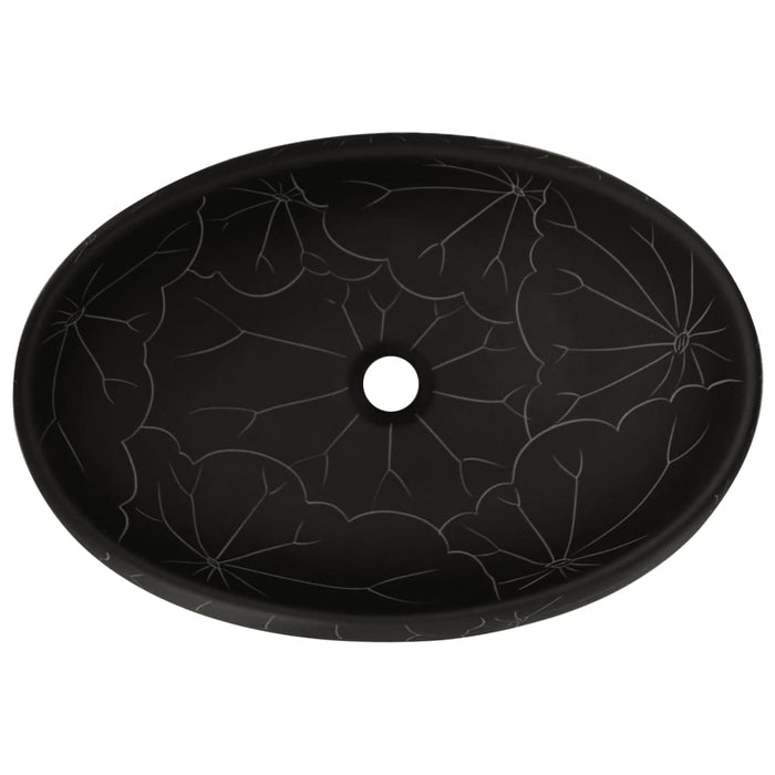 Countertop Basin Black Oval 59x40x15 cm Ceramic