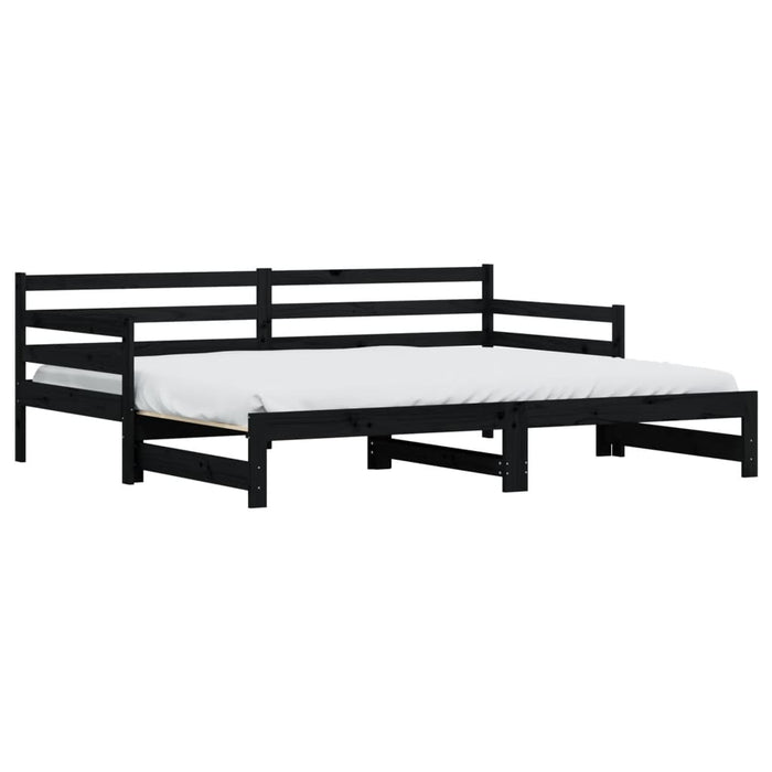 Daybed with Trundle without Mattress Black 90x200 cm Solid Wood