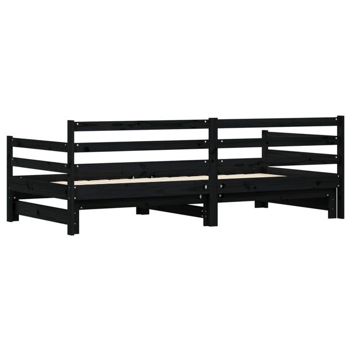 Daybed with Trundle without Mattress Black 90x200 cm Solid Wood