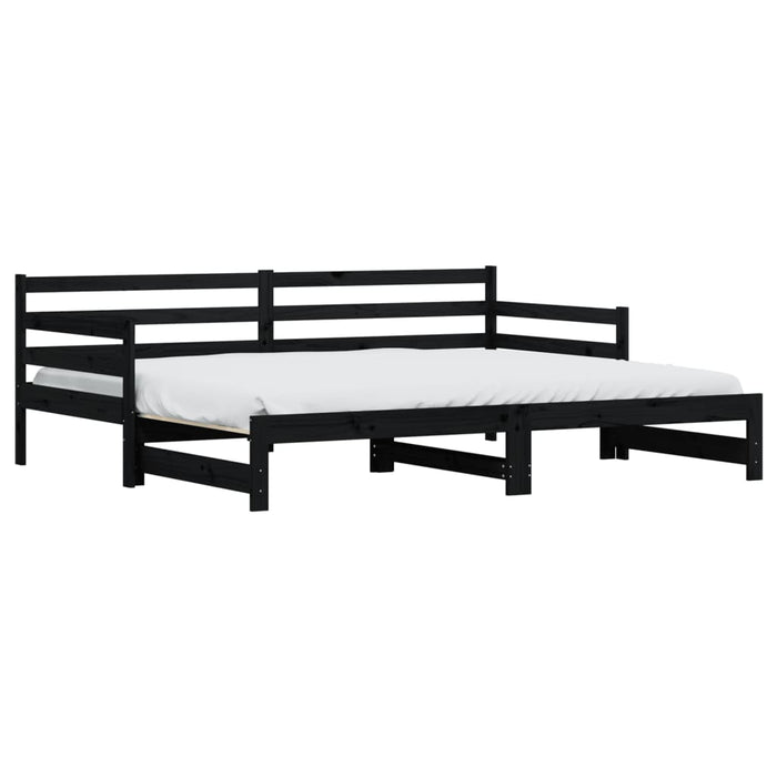 Daybed with Trundle without Mattress Black 80x200 cm Solid Wood