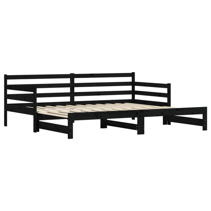 Daybed with Trundle without Mattress Black 80x200 cm Solid Wood